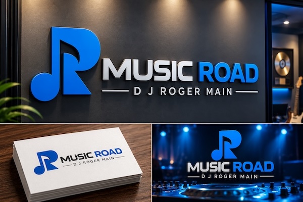 Music Road 3D Studio Branding Mockup